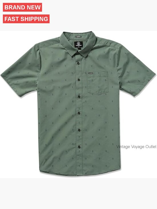 Men's Short Sleeve Button Down Shirt, Lightweight Cotton Blend, Casual Fit